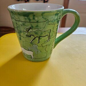ceramic yellowstone national park mug and elk design and map 16oz